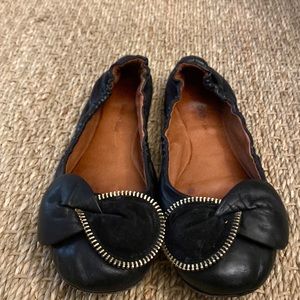 SEE By CHLOE black leather and suede flats